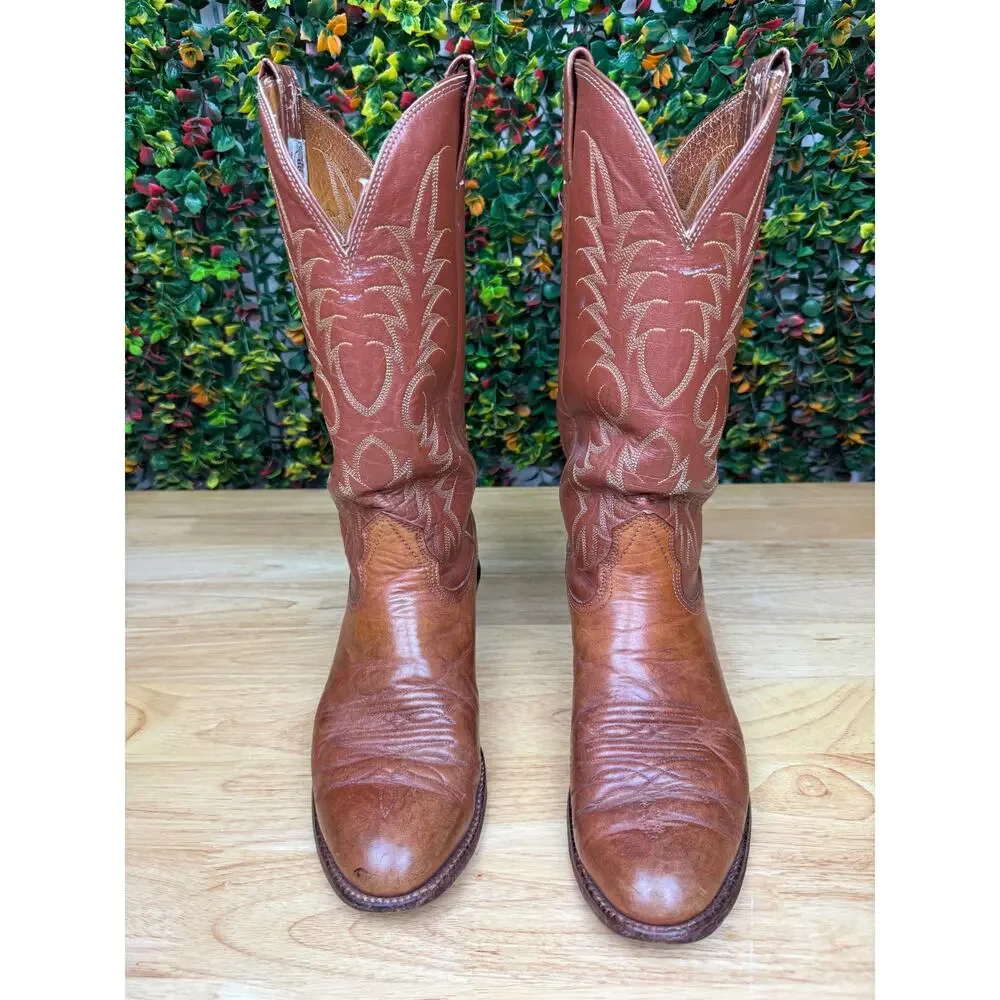 Nocona 8822 Cowboy Boots Shoes Brown Leather Goodyear‎ Oil Resistant Mens 8 GUC